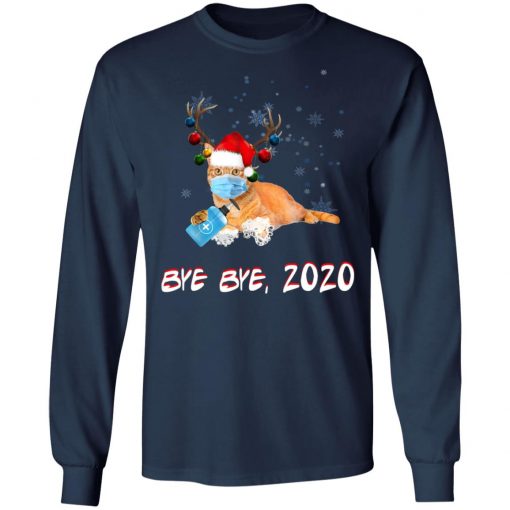 Orange Tabby Cat Bye Bye 2020 Christmas New Year T-Shirt