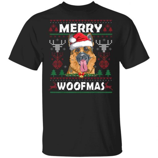 Merry Woofmas German Shepherd Christmas Dog Lover T-Shirt