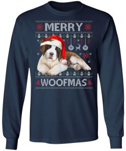 Merry Woofmas Bernards dog Christmas Dog Lover Xmas Gift T-Shirt
