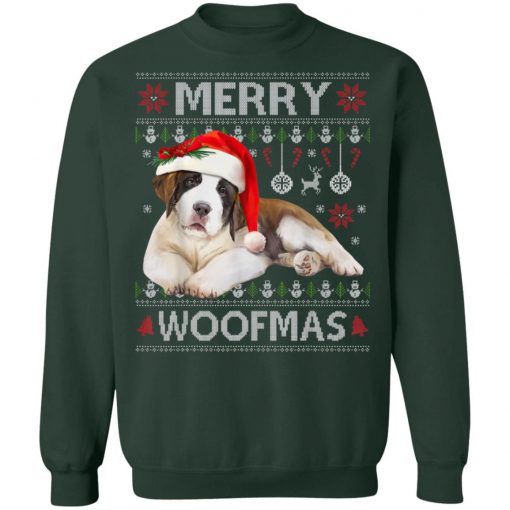 Merry Woofmas Bernards dog Christmas Dog Lover Xmas Gift T-Shirt