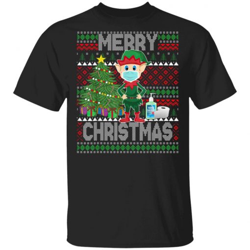 Merry Christmas 2020 - Funny Elf Wearing Mask T-Shirt