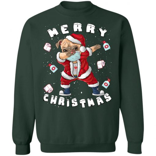 Merry Christmas 2020 Dog Santa Pug Christmas Costume gift Long Sleeve T-Shirt