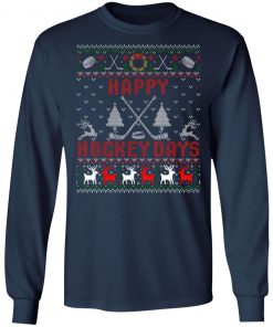 Happy Hockey Days Funny Ugly Christmas Sweater T-Shirt