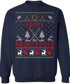 Happy Hockey Days Funny Ugly Christmas Sweater T-Shirt