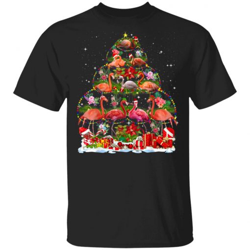 Funny Famingo Christmas Tree Cute Shirt T-Shirt