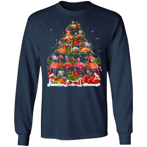 Funny Famingo Christmas Tree Cute Shirt T-Shirt