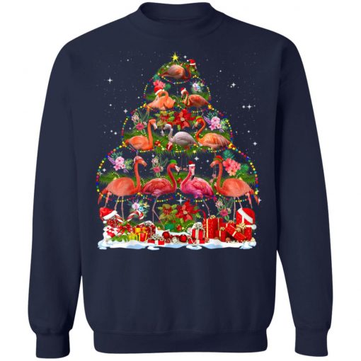 Funny Famingo Christmas Tree Cute Shirt T-Shirt