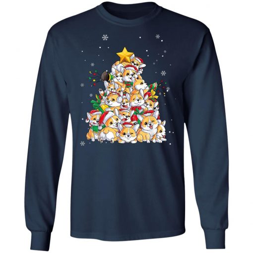 Funny Corgi Christmas Tree Lights Dog Lover T-Shirt