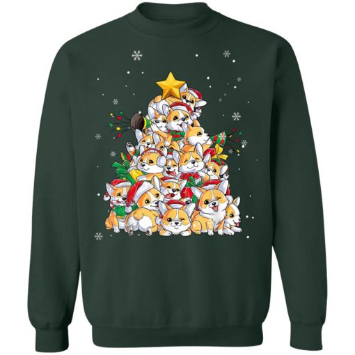 Funny Corgi Christmas Tree Lights Dog Lover T-Shirt