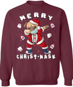 Funny Christmas 2020 Santa Pug Dabbing Wearing Mask Costume T-Shirt