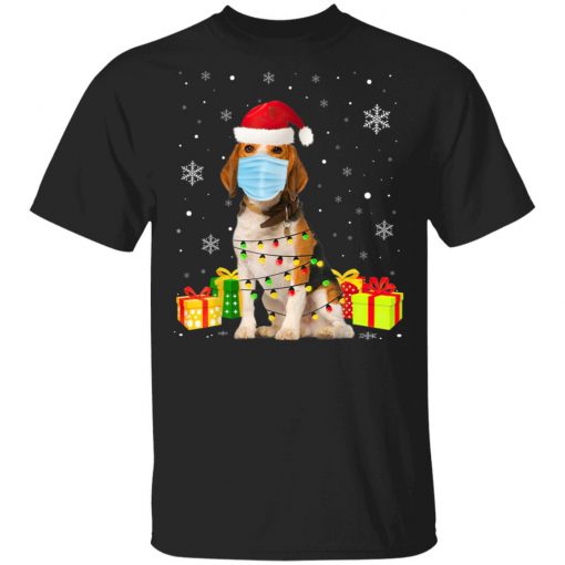 Funny Beagle Wear Mask Christmas Funny Christmas Light T-Shirt