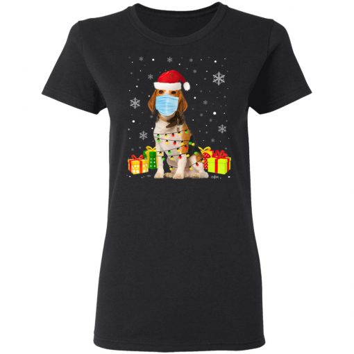 Funny Beagle Wear Mask Christmas Funny Christmas Light T-Shirt