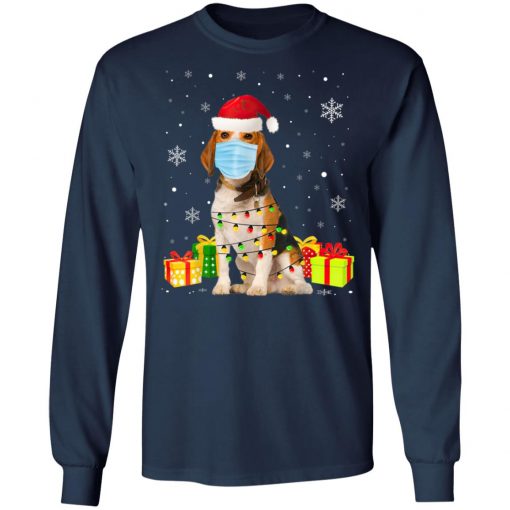 Funny Beagle Wear Mask Christmas Funny Christmas Light T-Shirt