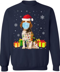 Funny Beagle Wear Mask Christmas Funny Christmas Light T-Shirt