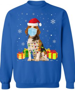 Funny Beagle Wear Mask Christmas Funny Christmas Light T-Shirt