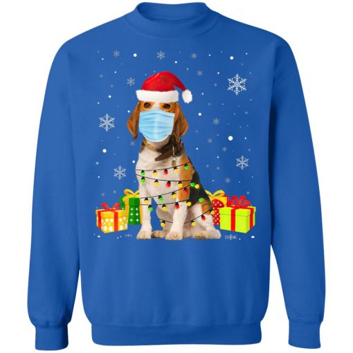 Funny Beagle Wear Mask Christmas Funny Christmas Light T-Shirt