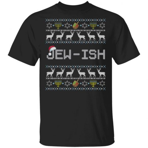 Fun Ugly Hanukkah Sweater jew-ish santa hat Merry Christmas T-Shirt