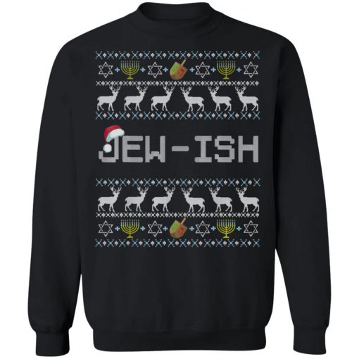 Fun Ugly Hanukkah Sweater jew-ish santa hat Merry Christmas T-Shirt