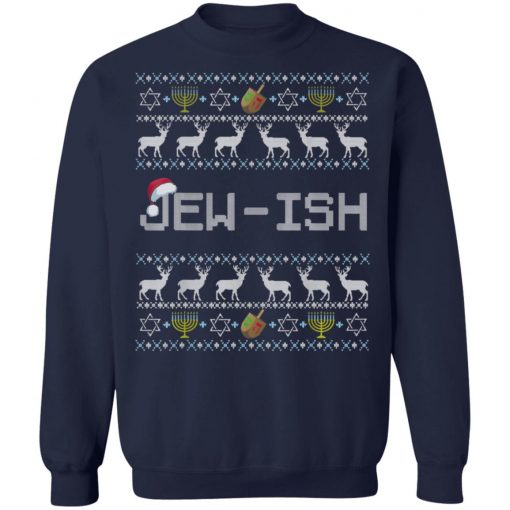 Fun Ugly Hanukkah Sweater jew-ish santa hat Merry Christmas T-Shirt