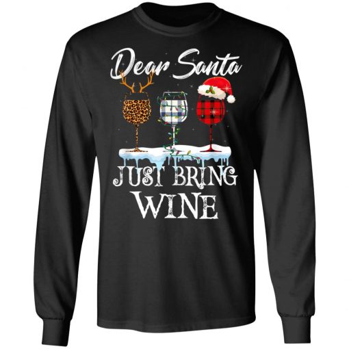 Dear Santa Just Bring Wine Christmas Pajama Costume T-Shirt