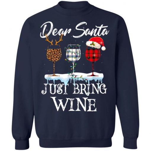 Dear Santa Just Bring Wine Christmas Pajama Costume T-Shirt