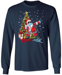 Christmas Santa Dabbing Wearing Mask Funny T-Shirt