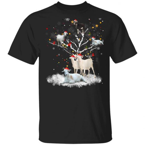 Christmas Goat On Tree Funny Santa Goat Lover T-Shirt