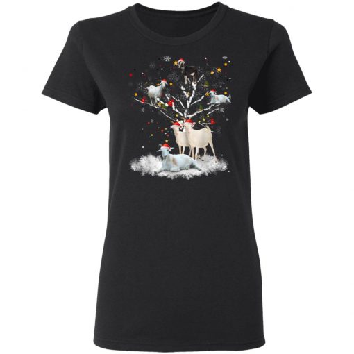 Christmas Goat On Tree Funny Santa Goat Lover T-Shirt