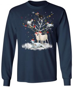 Christmas Goat On Tree Funny Santa Goat Lover T-Shirt