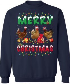 Chicken Christmas Fairy Lights Merry Xmas Chicken Long Sleeve T-Shirt