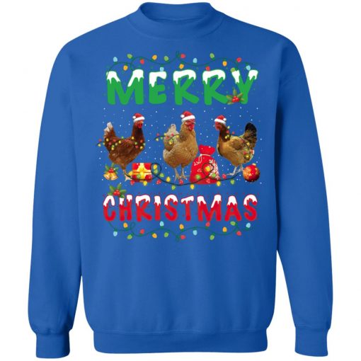 Chicken Christmas Fairy Lights Merry Xmas Chicken Long Sleeve T-Shirt