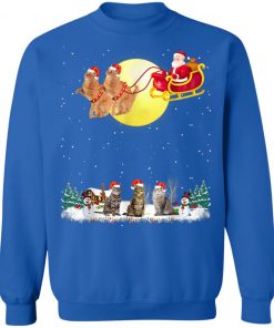 Cat Reindeer Christmas Lights Dog Riding A Santa T-Shirt, Long Sleeve