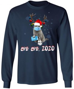 British Shorthair Cat Bye Bye 2020 Christmas New Year T-Shirt, Long Sleeve