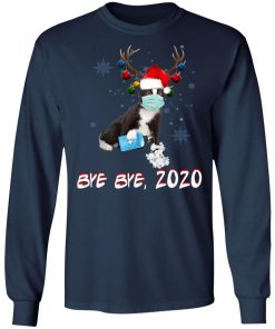 Bicolor-Tuxedo Cat Bye Bye 2020 Christmas New Year T-Shirt, Long SLeeve