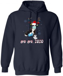 Bicolor-Tuxedo Cat Bye Bye 2020 Christmas New Year T-Shirt, Long SLeeve