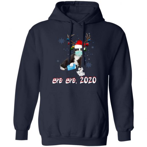 Bicolor-Tuxedo Cat Bye Bye 2020 Christmas New Year T-Shirt, Long SLeeve