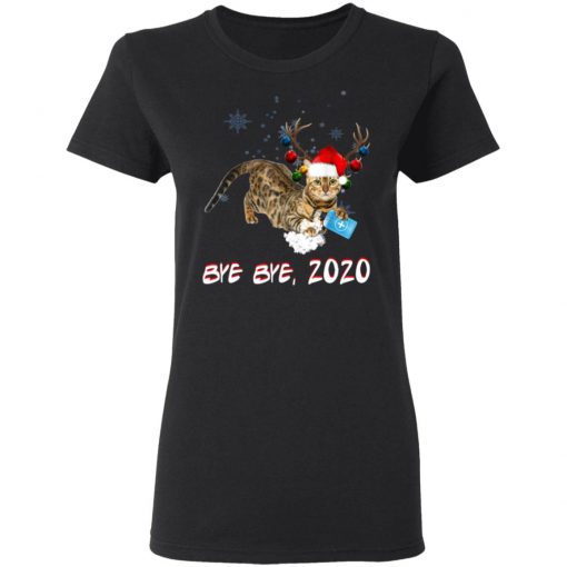 Bengal Cat Bye Bye 2020 Christmas New Year T-Shirt, Long Sleeve