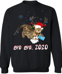 Bengal Cat Bye Bye 2020 Christmas New Year T-Shirt, Long Sleeve