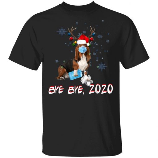 Basset Hound Dog Bye Bye 2020 Christmas New Year T-Shirt, Long Sleeve