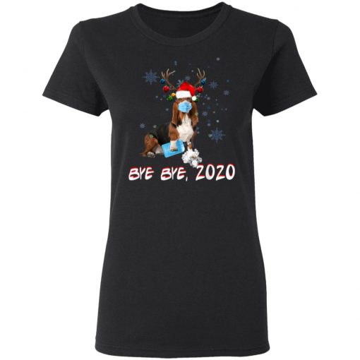 Basset Hound Dog Bye Bye 2020 Christmas New Year T-Shirt, Long Sleeve