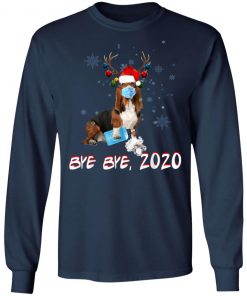 Basset Hound Dog Bye Bye 2020 Christmas New Year T-Shirt, Long Sleeve