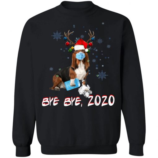 Basset Hound Dog Bye Bye 2020 Christmas New Year T-Shirt, Long Sleeve