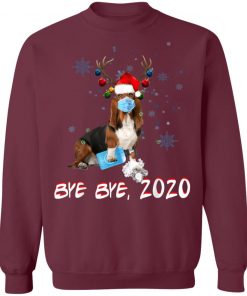 Basset Hound Dog Bye Bye 2020 Christmas New Year T-Shirt, Long Sleeve