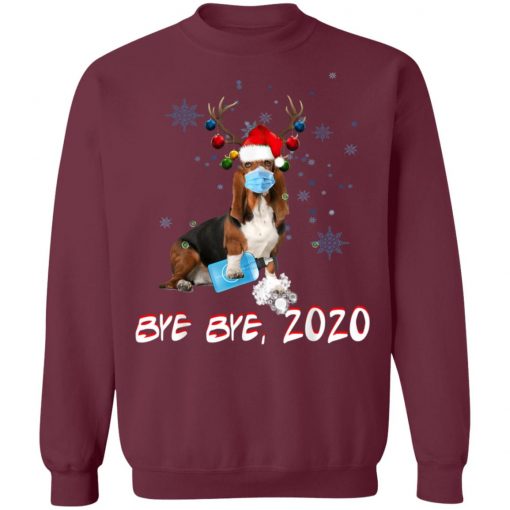 Basset Hound Dog Bye Bye 2020 Christmas New Year T-Shirt, Long Sleeve