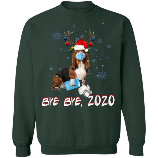 Basset Hound Dog Bye Bye 2020 Christmas New Year T-Shirt, Long Sleeve