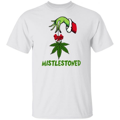 Grinch Hand Holding Weed Mistlestoned Christmas sweatshirt