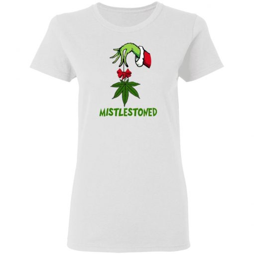 Grinch Hand Holding Weed Mistlestoned Christmas sweatshirt