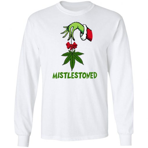 Grinch Hand Holding Weed Mistlestoned Christmas sweatshirt