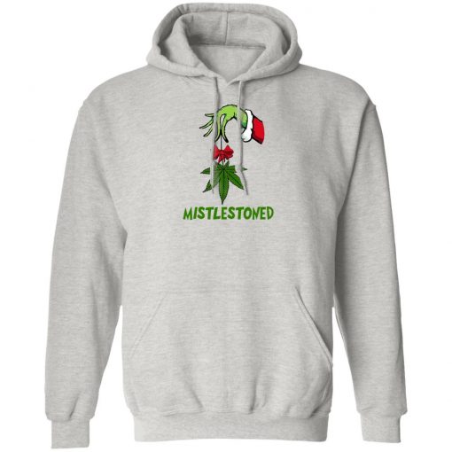 Grinch Hand Holding Weed Mistlestoned Christmas sweatshirt