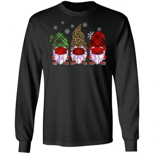 Quarantine Christmas Gnomes Wearing Mask Buffalo Plaid Shirt, Long Sleeve